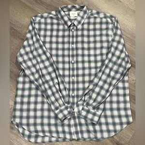 Men’s XXL Billy Reid Standard Fit Button Front Checkered Plaid Gray Cotton Shirt